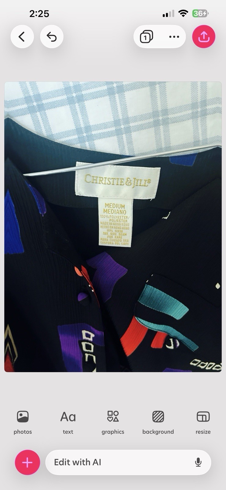 Vintage Christie & Jill Black Button Up Blouse. Medium