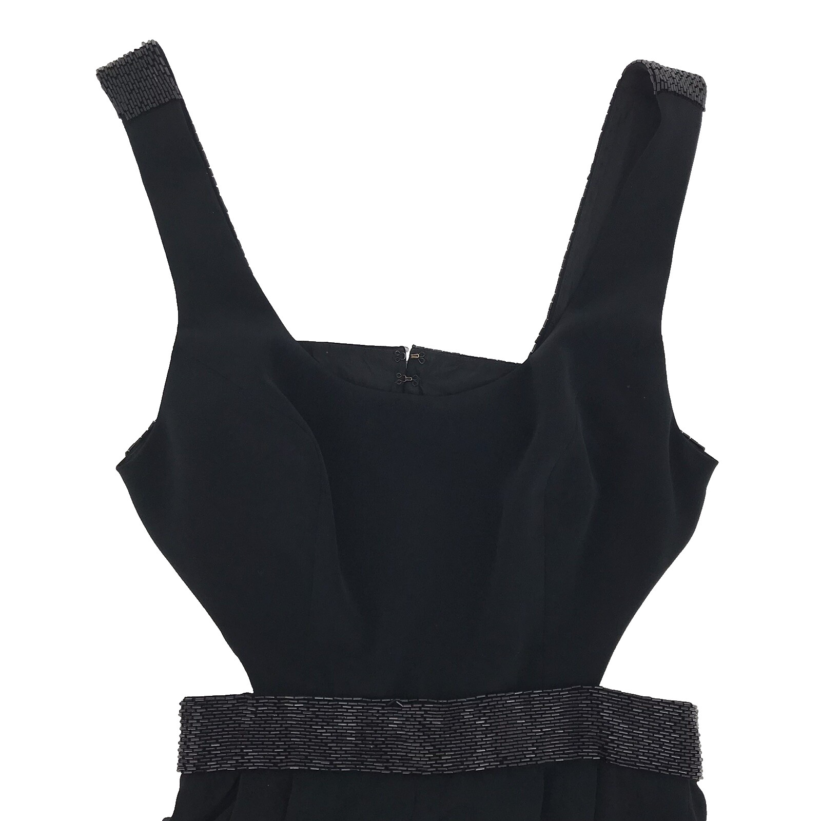 Vintage Cache Jumpsuit Romper Black Halter Beaded Black Stretch Womens Size 2