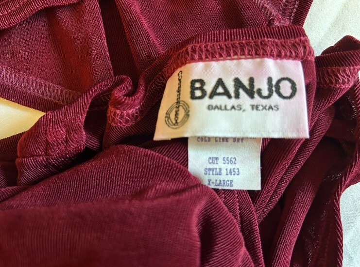 BANJO Dallas Texas VTG 90s RARE NWT Women’s XL Slinky 2-Piece Skirt Set Wine Red