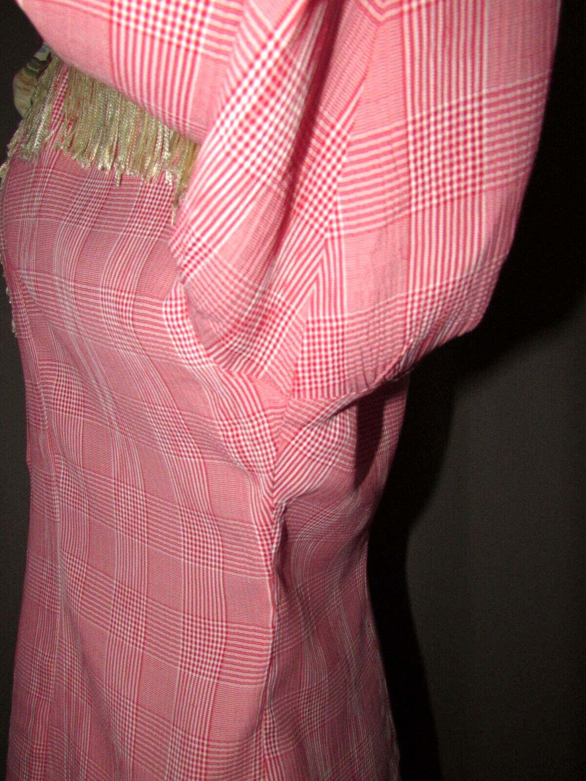 Vintage PINK Fringed Western Long Sleeve Blouse with Scarf Pamela Brandt USA 8