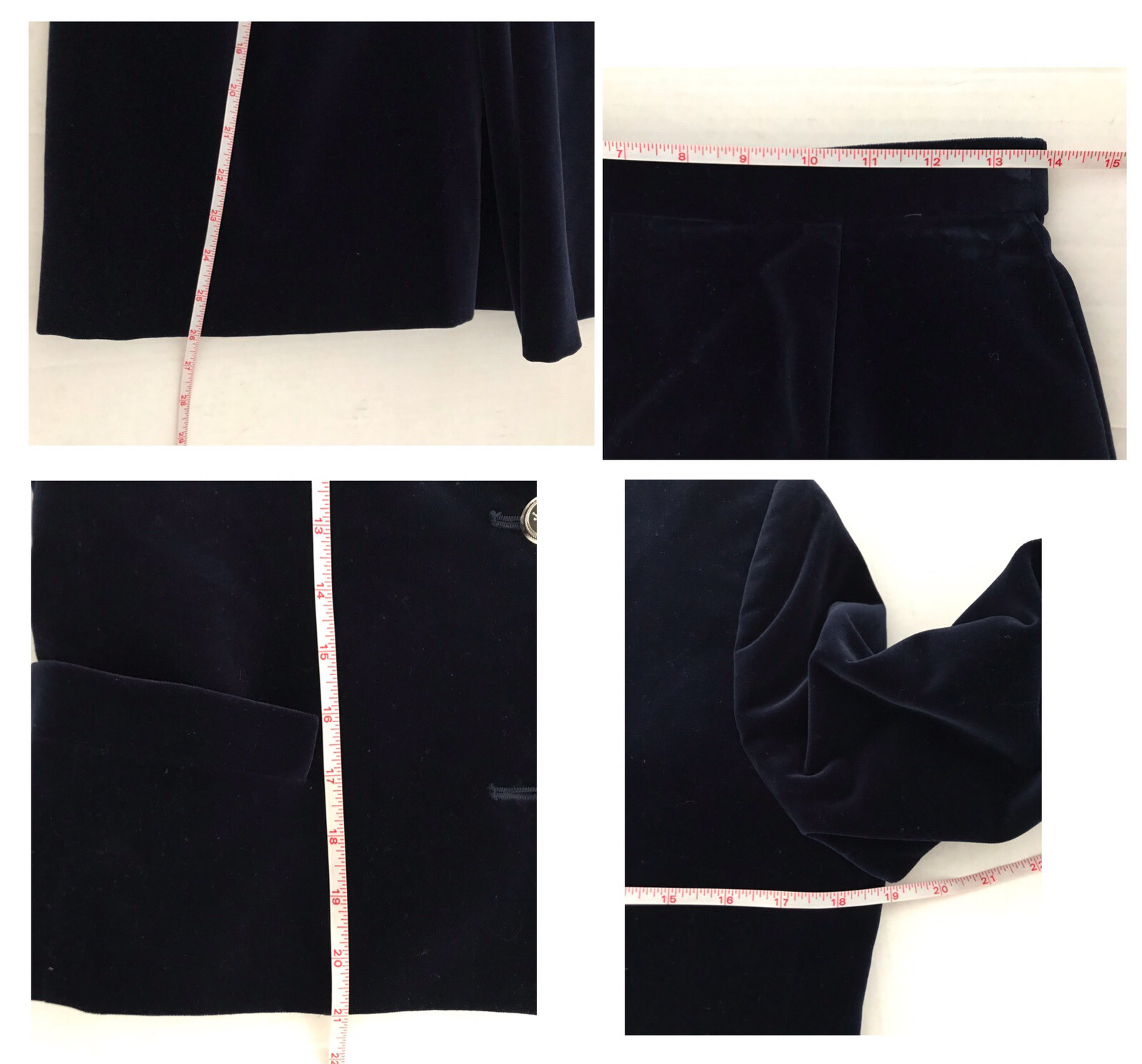 The Scotch House Crewneck Velour Skirt Sets Womens Size 4 Blue Button Up Blazer