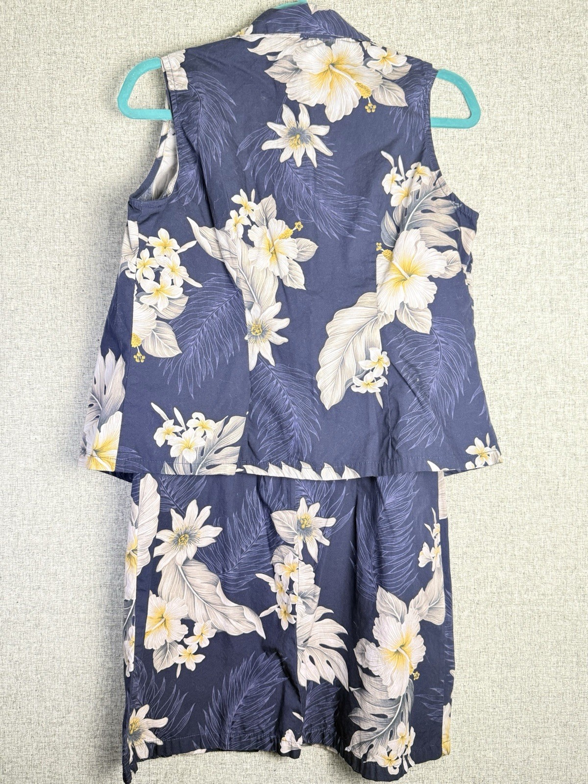 Vintage Hawaiian Blue Floral Strappy Dress w/Shirt Hibiscus Pacific Legend MED/L