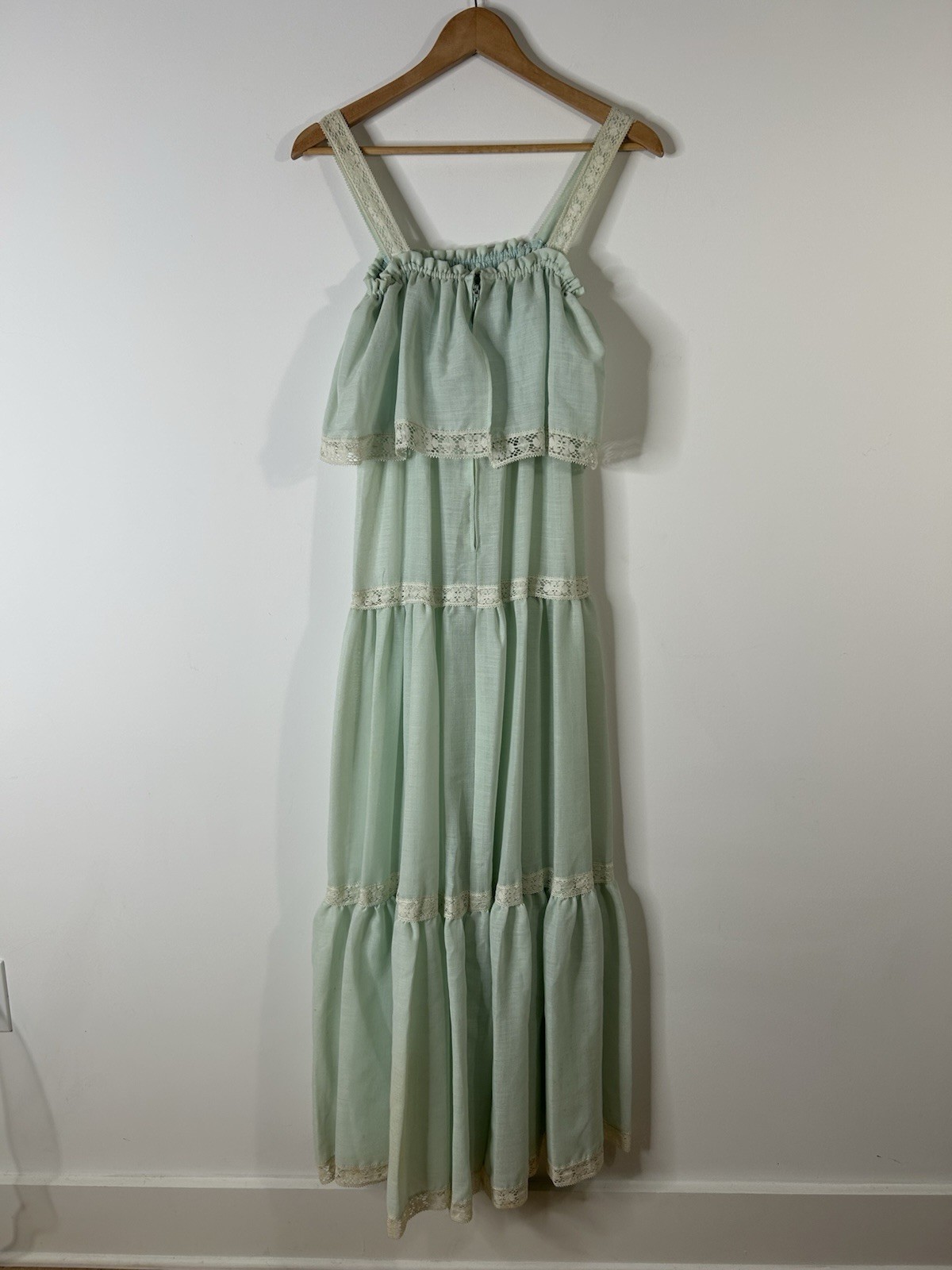 Vintage 1970’s Jonathan Logan Dress Women’s Blue Prairie Bohemian Maxi Ruffle