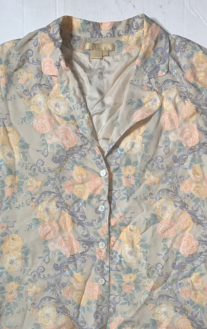Preowned- Vintage Studio 121 By Nordstrom Floral Silk Shirt Womens (Size XL)