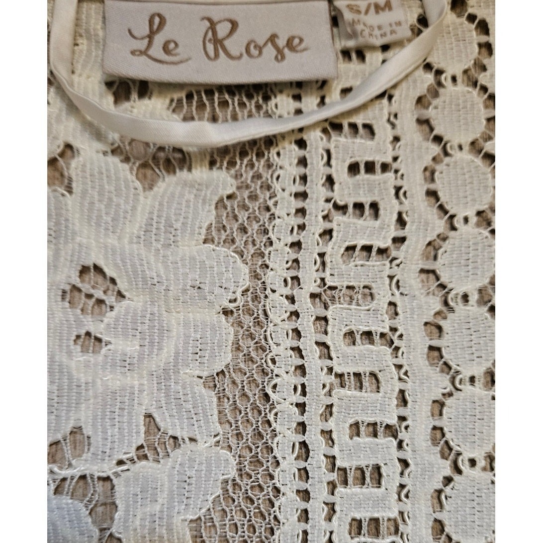 Le Rose Creme Women Vintage Lace Robe Size Small Medium