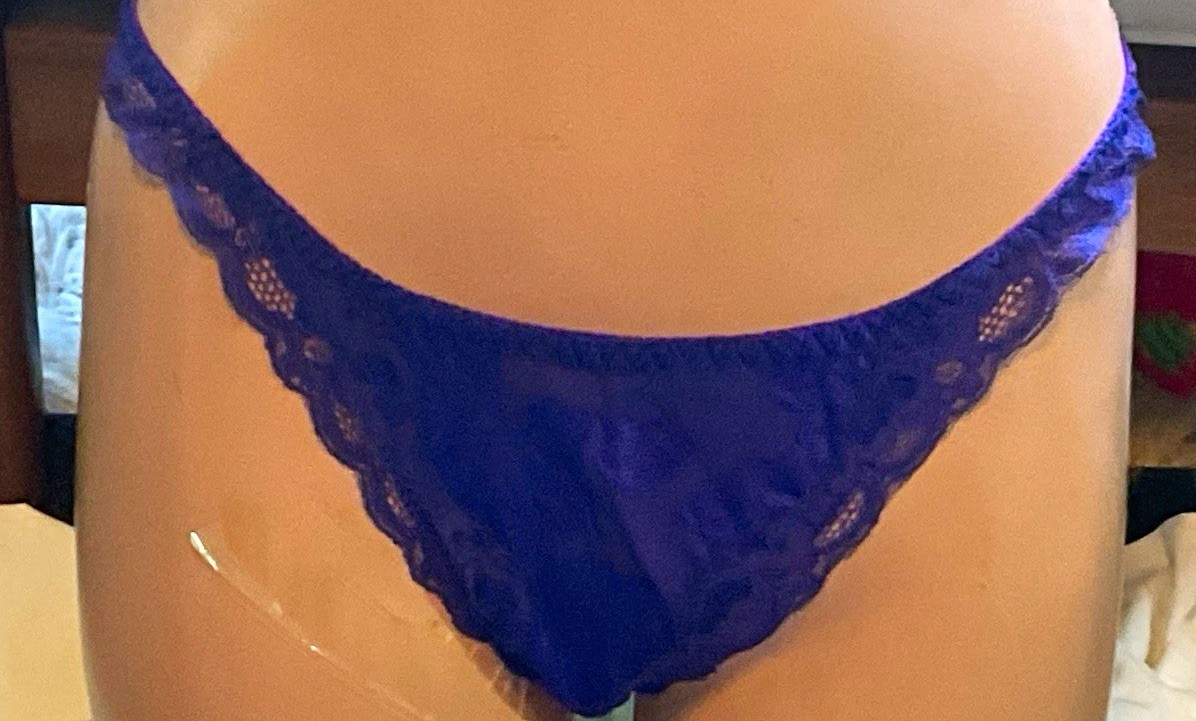 Early 80’s yellow label VICTORIA’S SECRET Purple Floral Lace Sheer Panties M 6