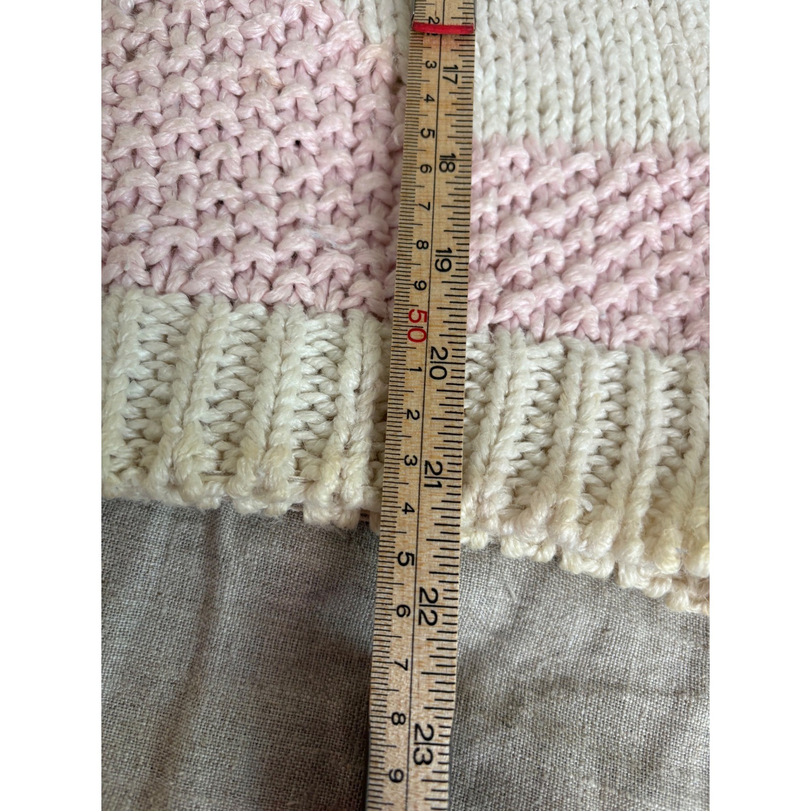 Vintage 80s Exclusive Imports Hand Knit Pastel Mountain Sweater Pink Aqua Medium