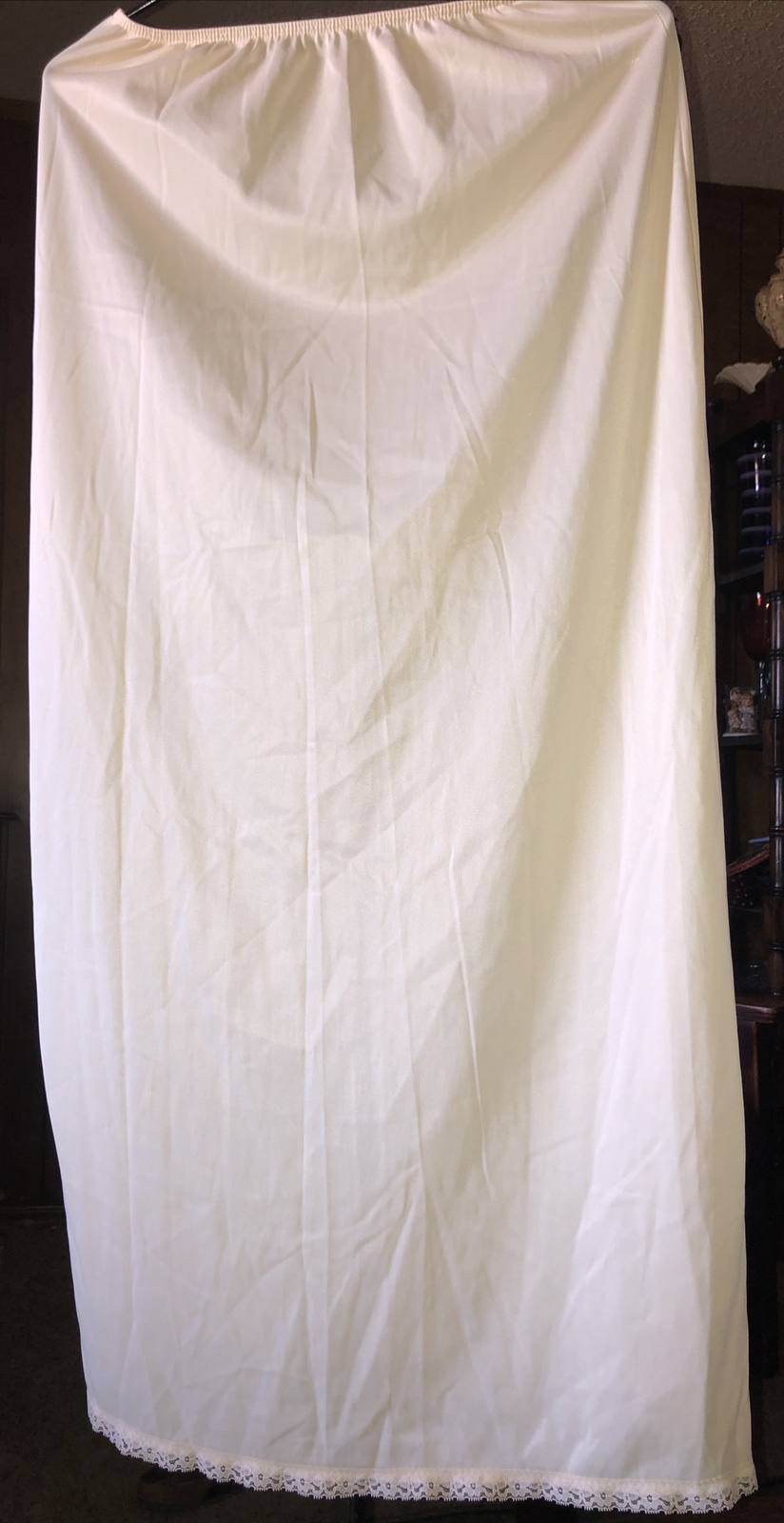 Vintage Formal Length Slip ~ Size Medium ~ Beautiful Lacy Slit ~ 37 in. Long