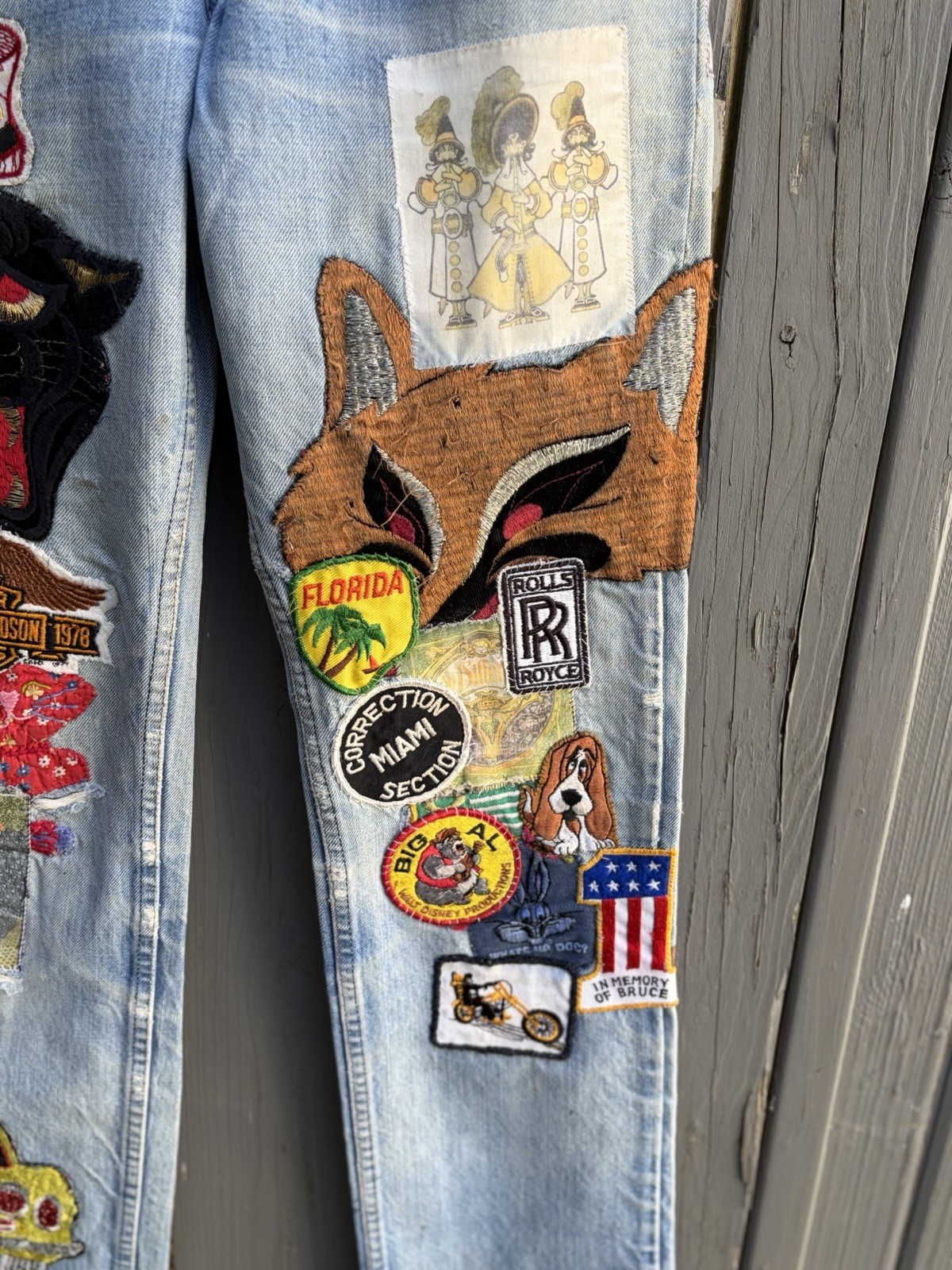 Vintage 1970s Levi Patchwork Denim Bohemian Hippie Jeans Glam Rocker 30×34
