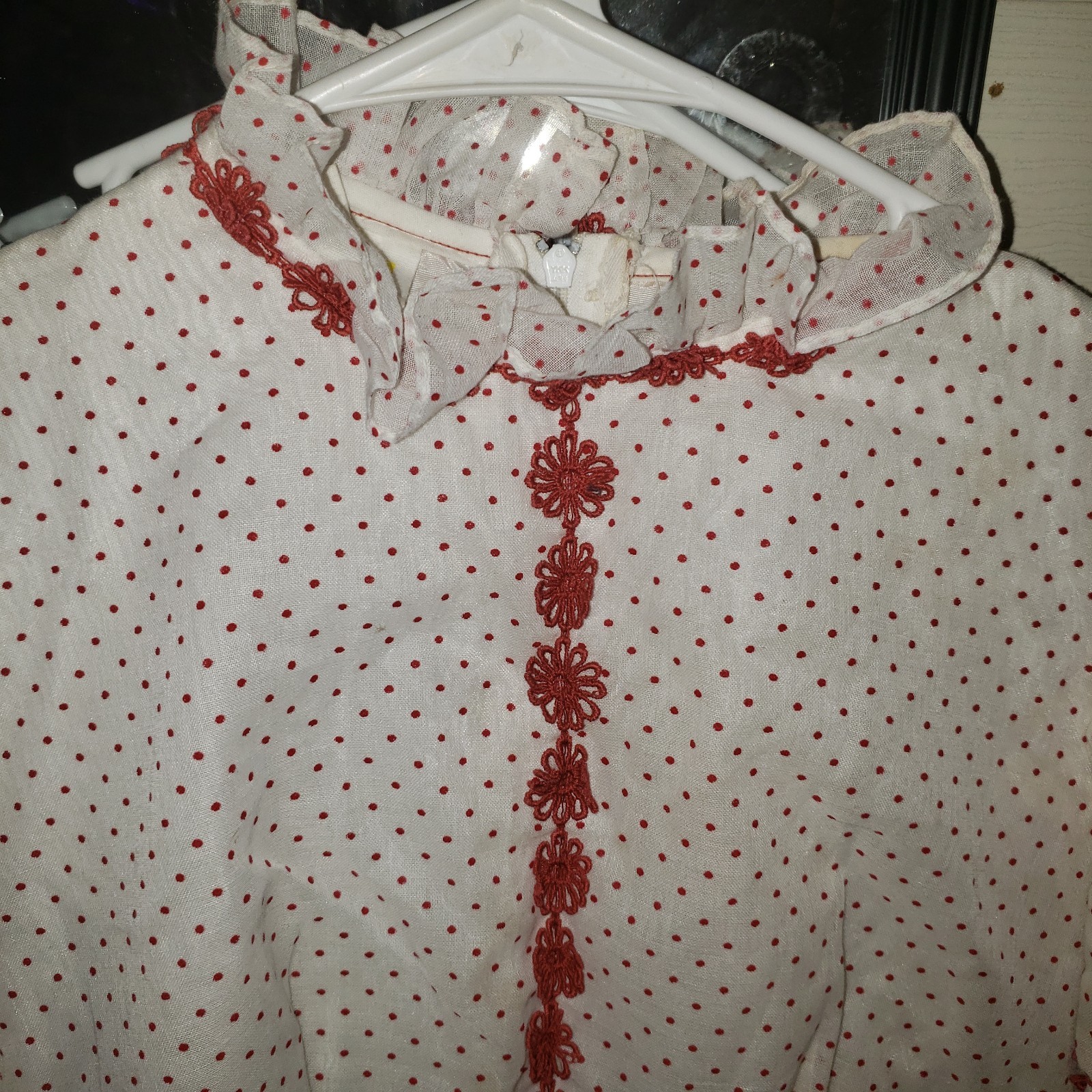 Vtg rare Lemon Frog 70’s Polka Dot cottagecore Long dress Zip Up Back Junior