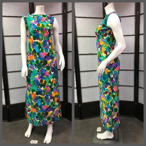 60s Vintage Colorful Maxi Dress, Rockabilly, Retro, Pin-Up, GoGo, Mod, Space,