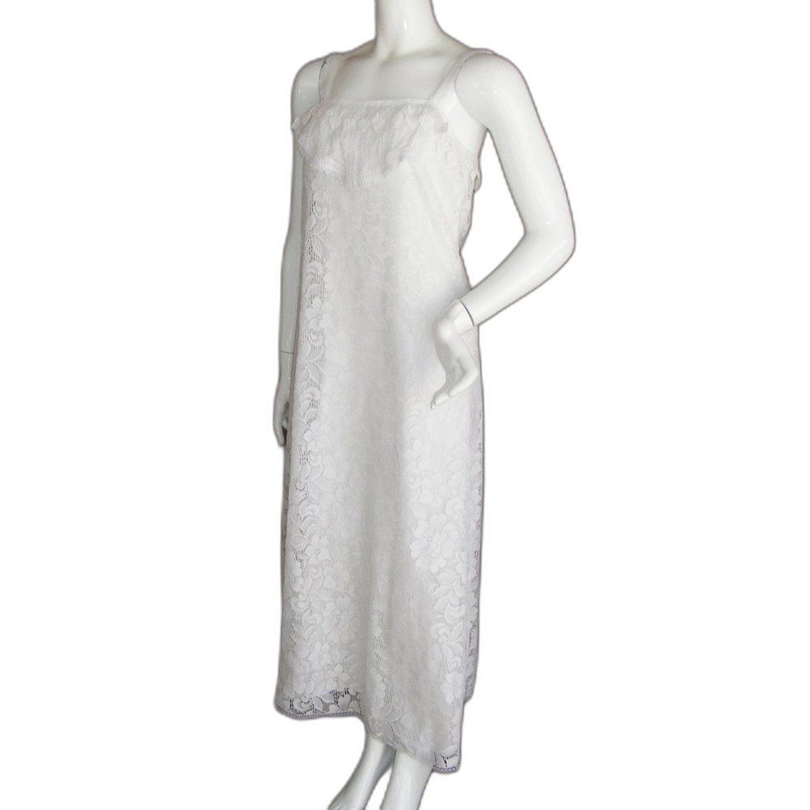 JESSICA MCCLINTOCK Dress, XS/S, White Lace, Maxi, Spaghetti Straps, Vintage