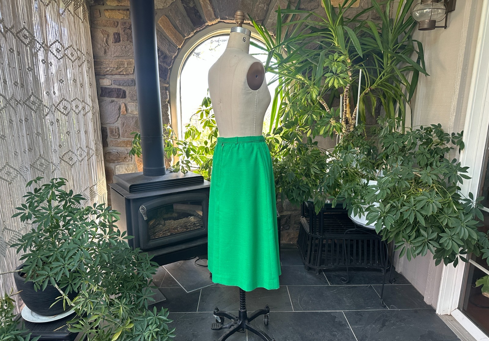 Vintage 1970s Austin Hill Kelly Green Lined Skirt Deadstock with Tags