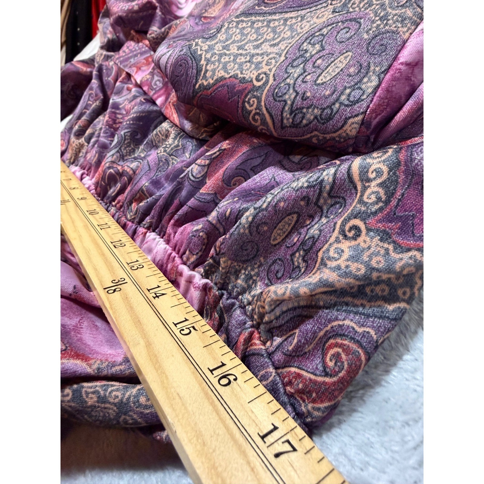 Vintage Blair Mauve Paisley Floral Midi Dress Pearl Button Belted 80 Made in USA