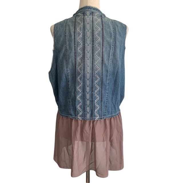Cruel Girl Denim Vest XXL Embroidered Western Boho Cowgirl Chic Country Concert