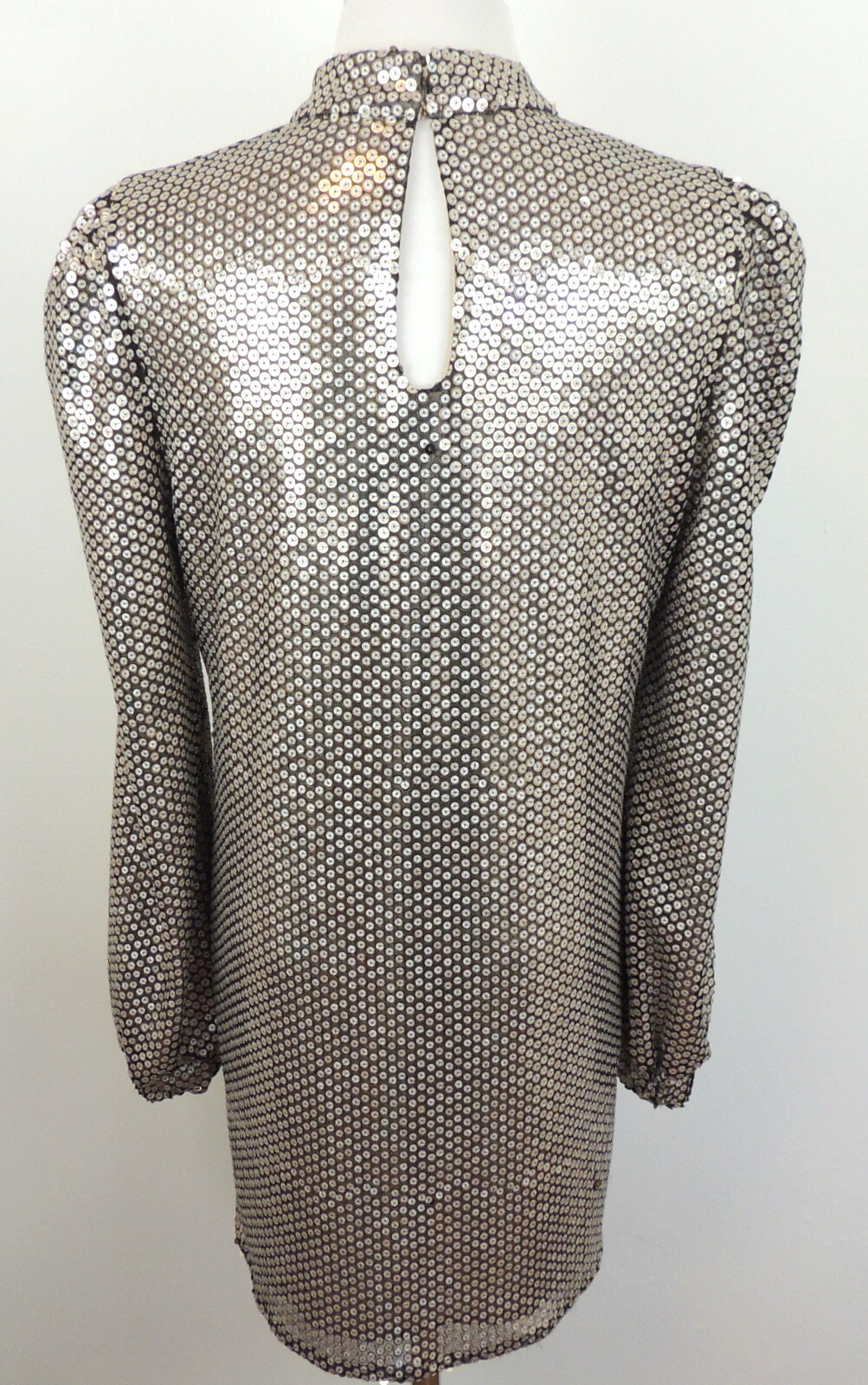 TULAROSA Sequin ZULEMA Tunic Dress Womens M Disco Retro Mod Mini Dress Flaw