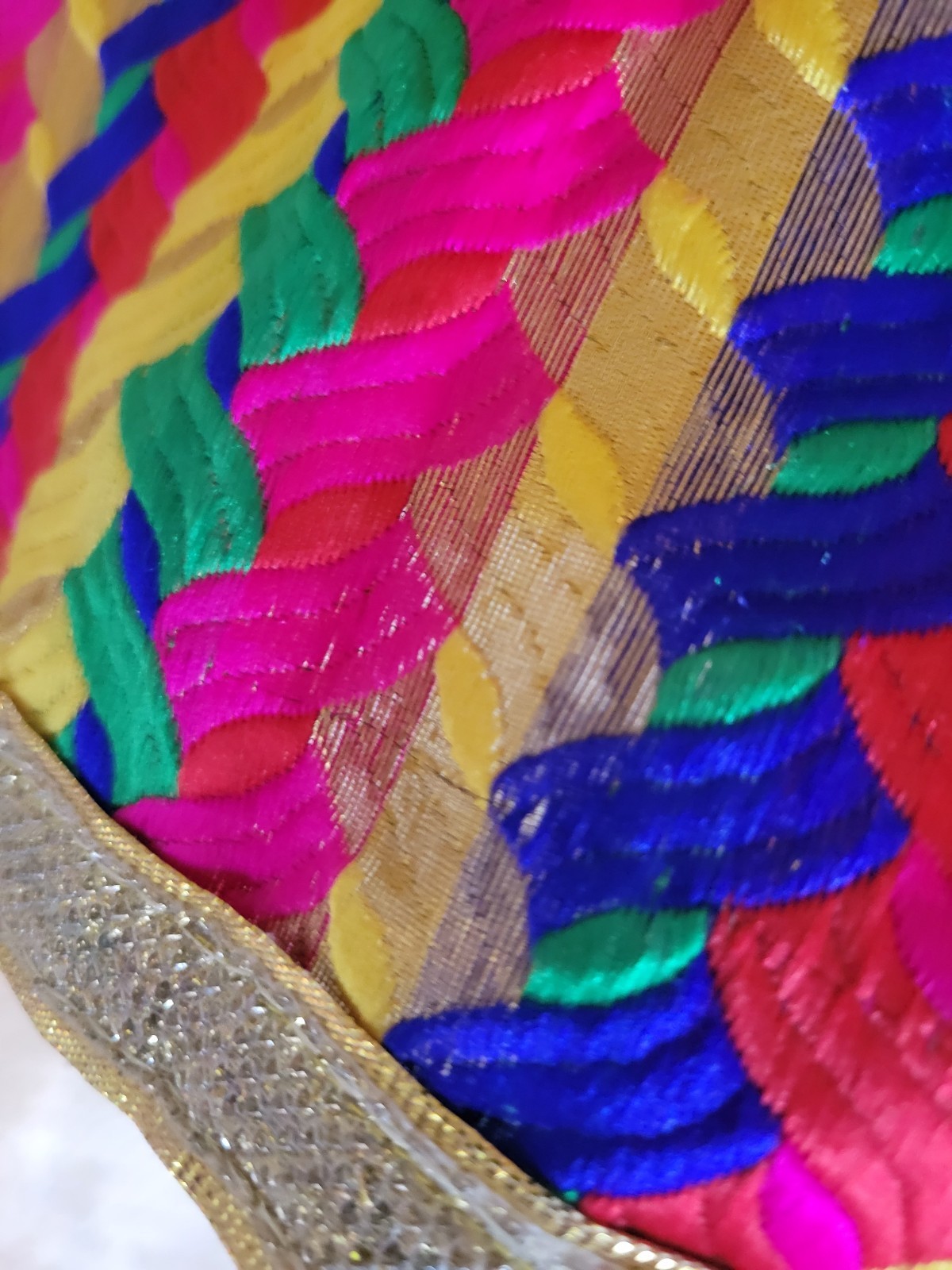VINTAGE COLORFUL KAFTAN MINI DRESS MULTICOLOR WITH GOLD DETAILS SIZE M