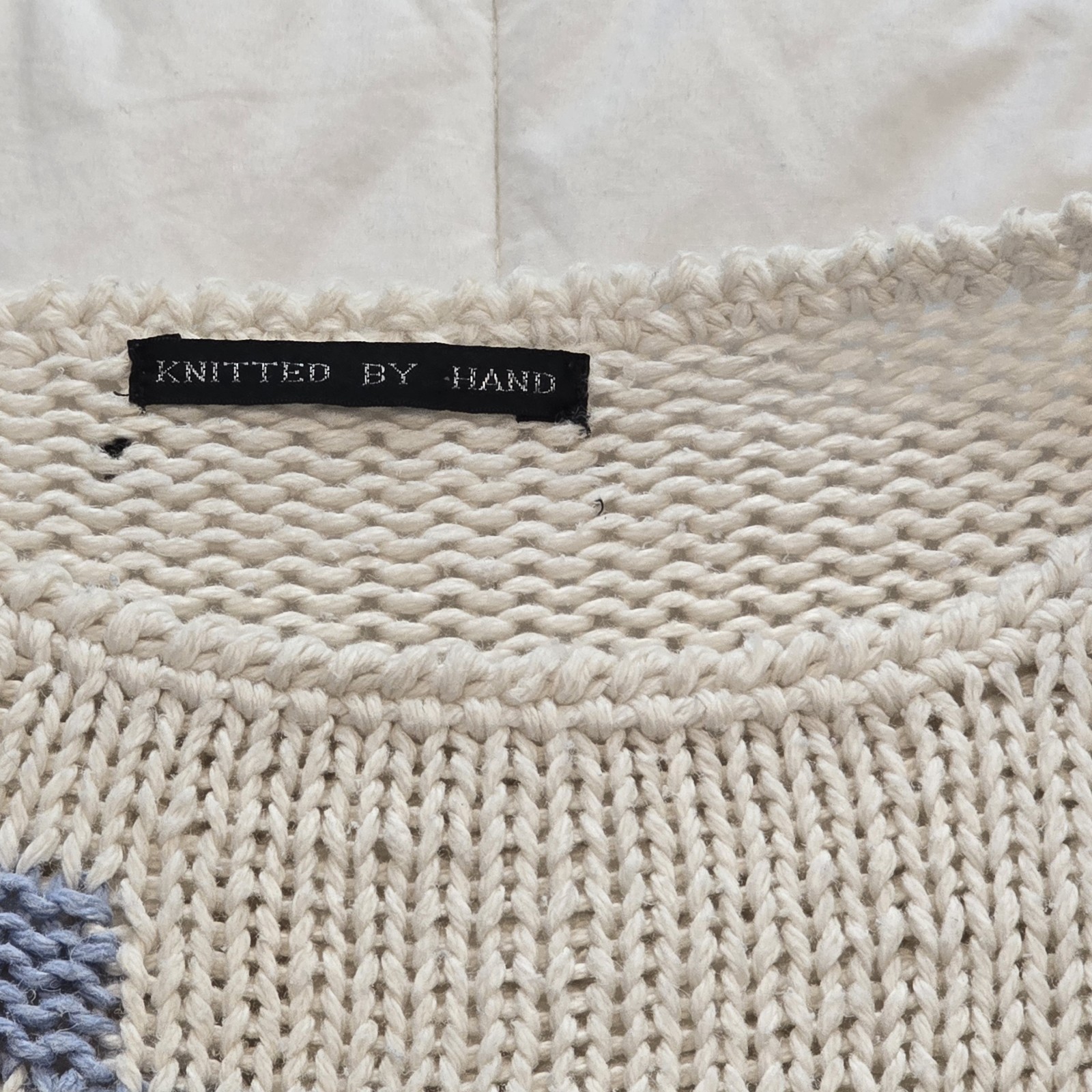 Pastel 80s Color Block Hand Made Knit Sweater Approx Size S