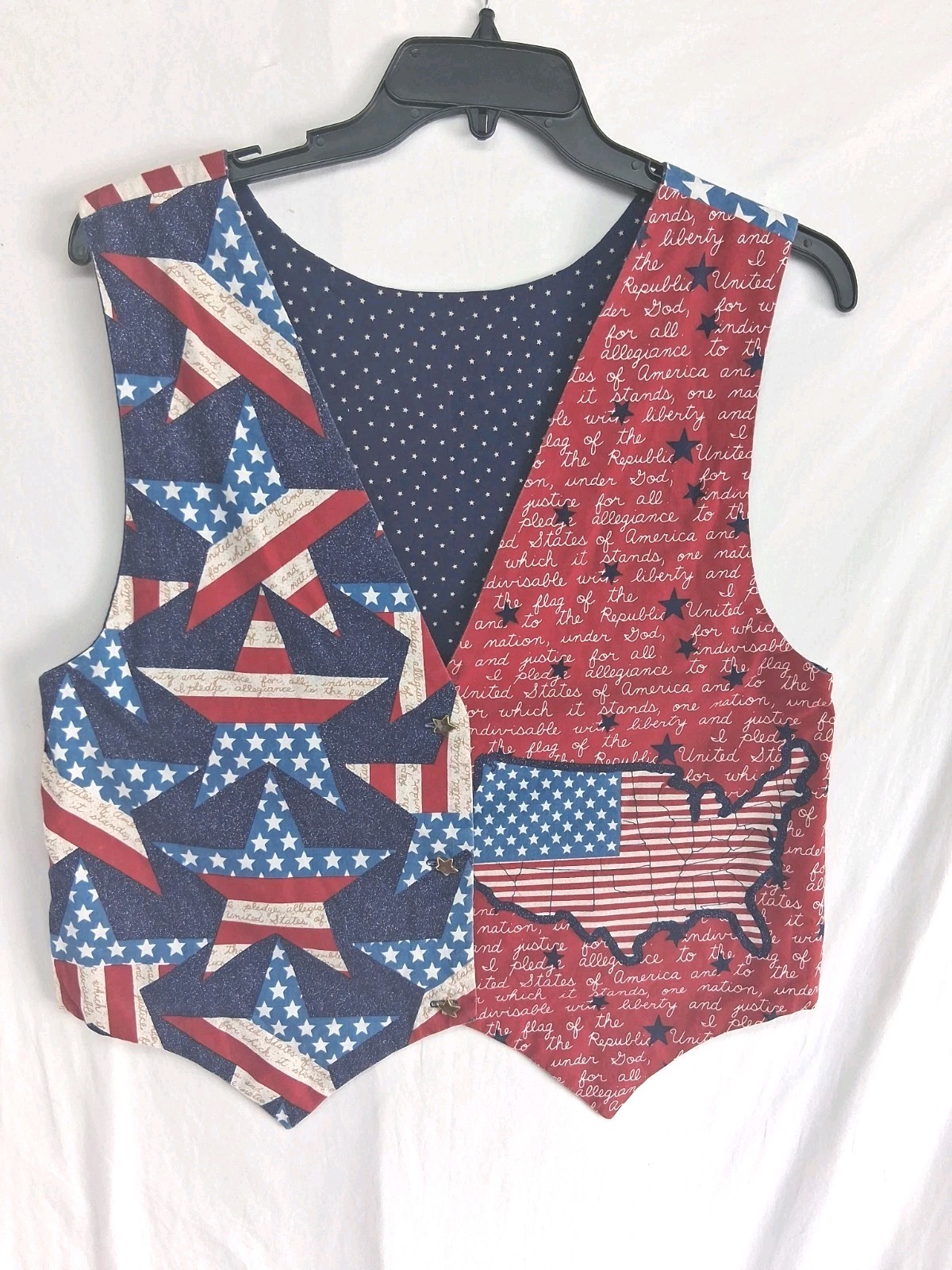 Handmade Americana Vintage Women XL Colonial Festival Vest Costume Red White Blu