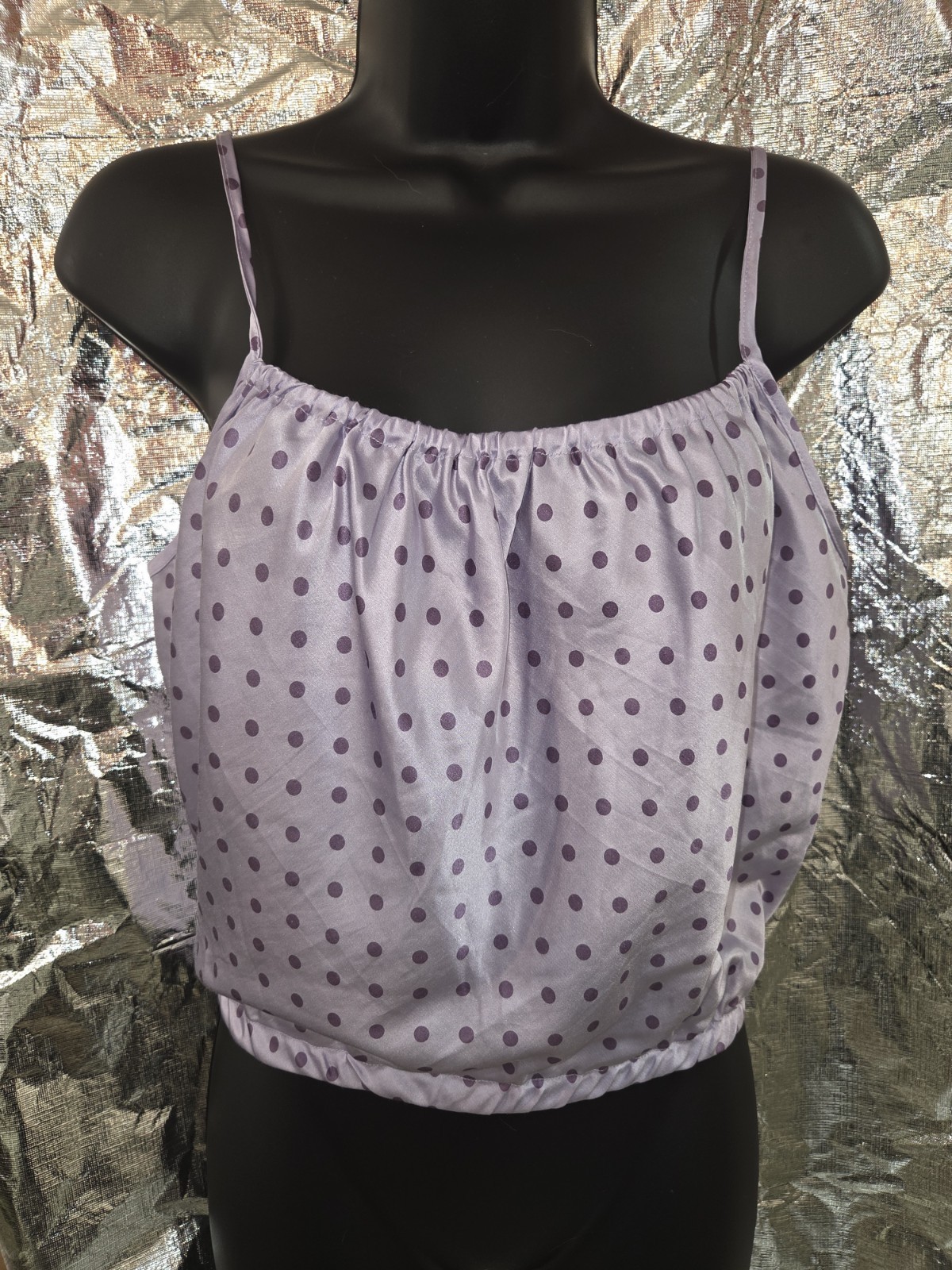 NEW Vintage Purple Dot Victoria’s Secret Silk Top Size Small Dec 2000