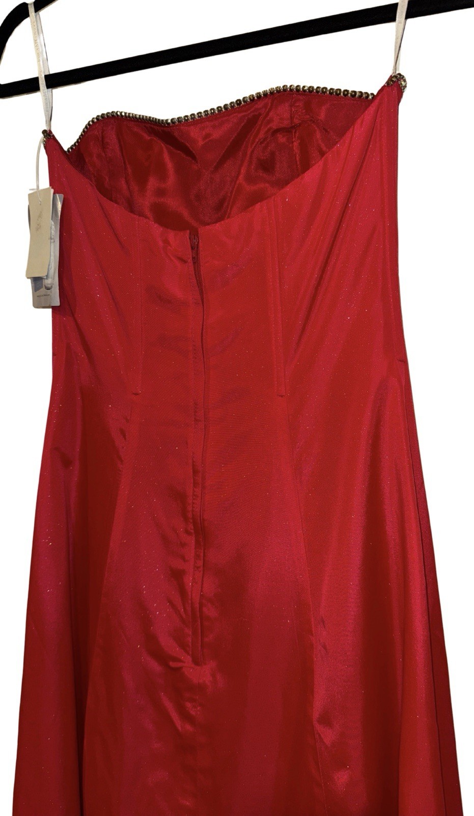 Vintage Y2K Gunne Sax Jessica McClintock A-Line Rhinestone Red Glitter Dress 3