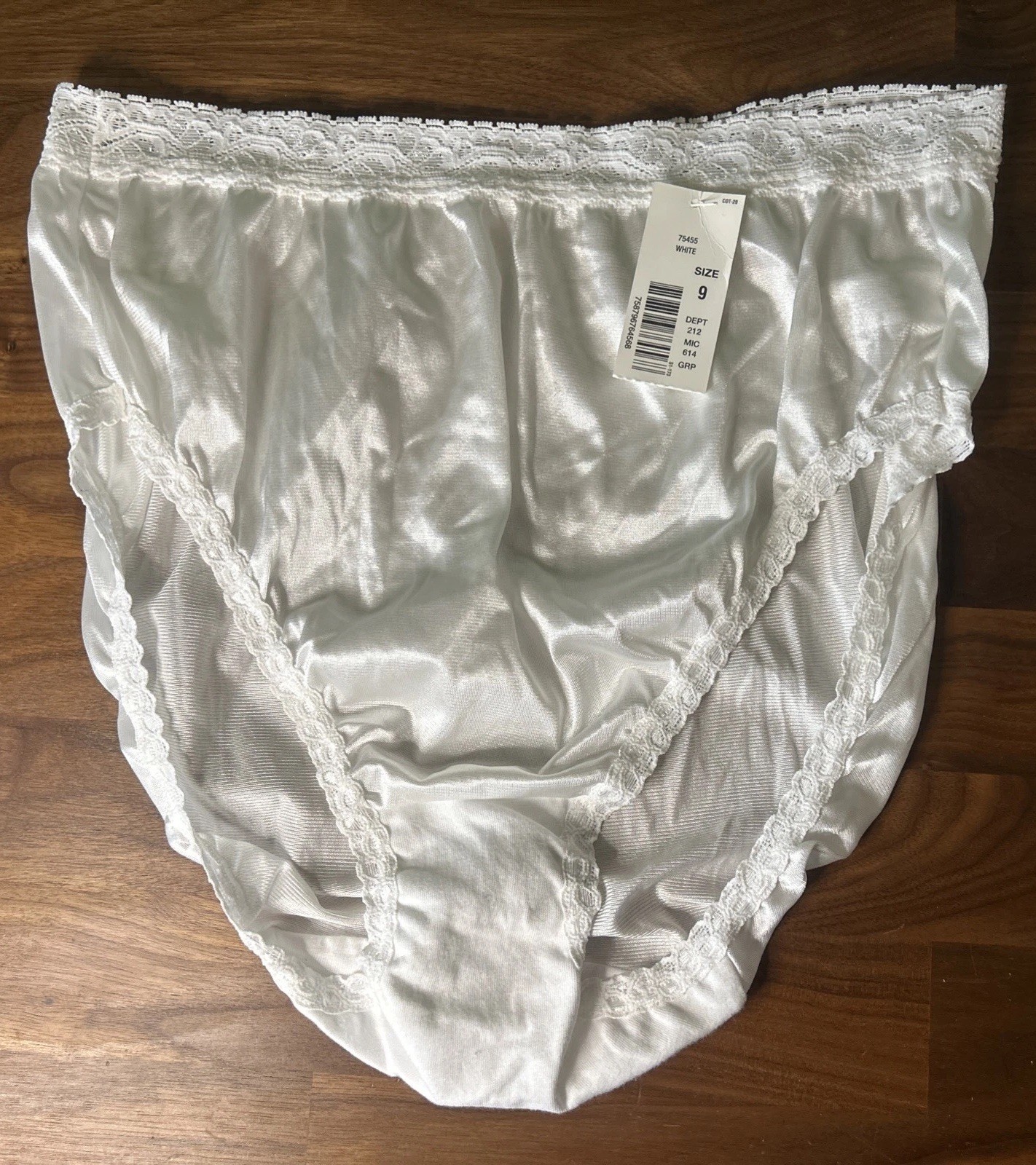Vtg Panties Cotillion Sz 9 Nylon High Cut Waist Mushroom Gusset Silky White NWT