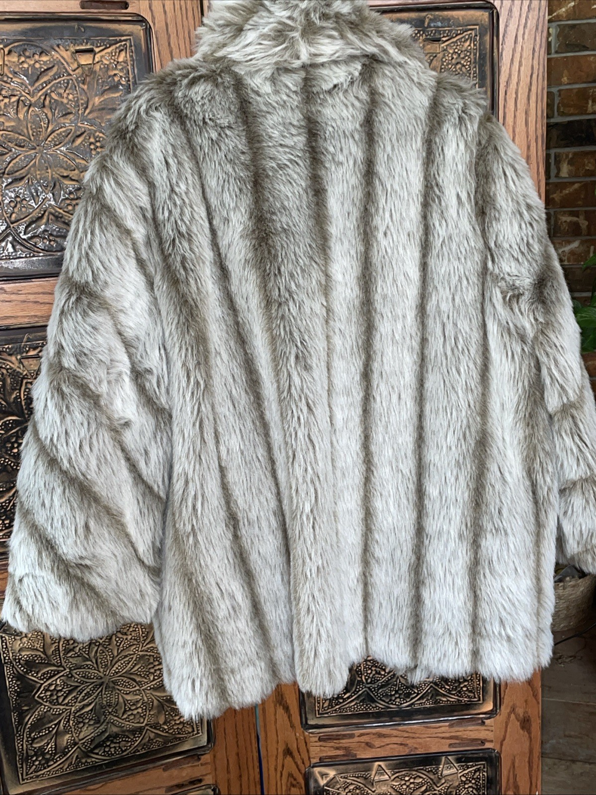 Vintage Blair Fur Coat Womens Size Extra Large Taupe/ Tan Faux Fur @1625