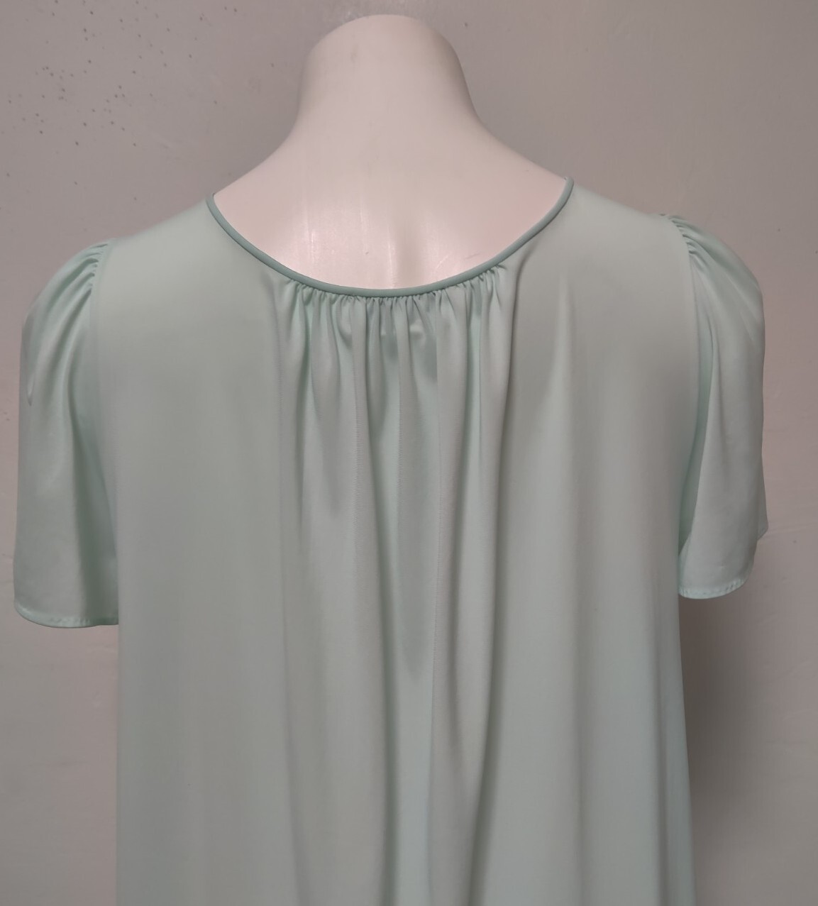 Vintage Shadowline Long Nightgown Small Aqua Green Embroidered Floral **Flaw