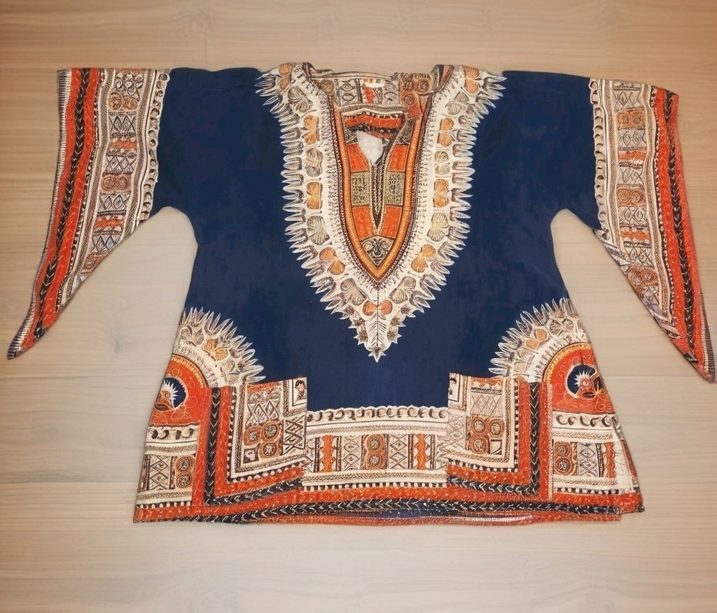 True Vintage 60s 70s Cotton Angel Wing Dashiki Hippy Pullover Top