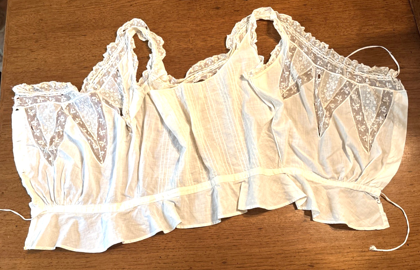 ANTIQUE VICTORIAN EDWARIAN CAMISOLE CORSET COVER LACE COTTON S Grannycore Read
