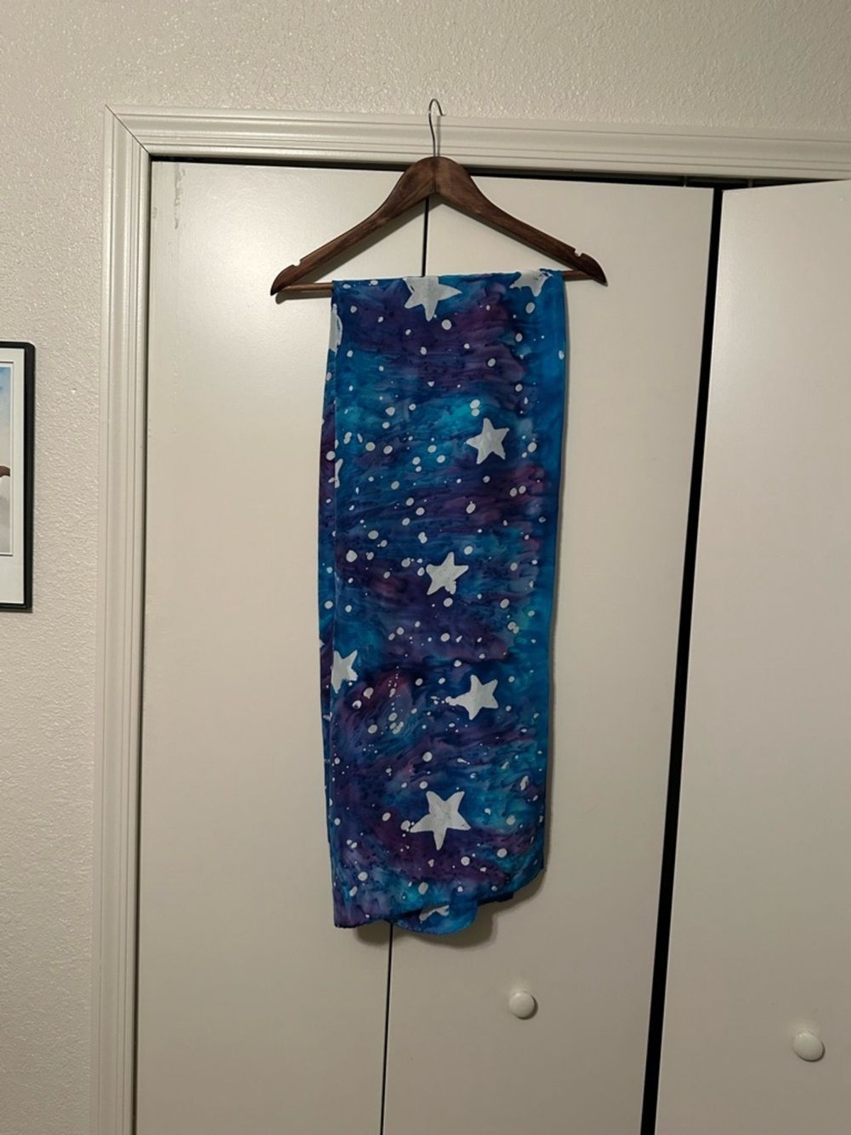Vintage 1990’s Sedona Artisan Star Print Blue & Purple 100% Scarf or Wrap