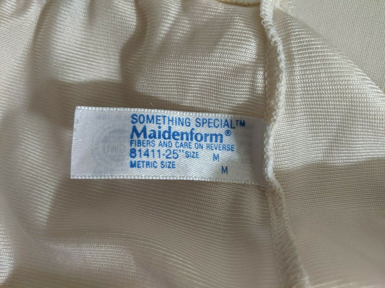 Nylon Lingerie Maidenform Half Slip Vintage Beige Vtg Lace Below Knee M
