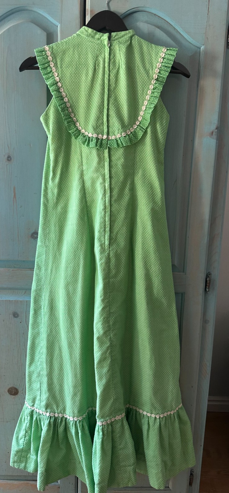 Vintage Penelope Liberty House Hawaii Dress Size XXS 70s Green Polka Dots