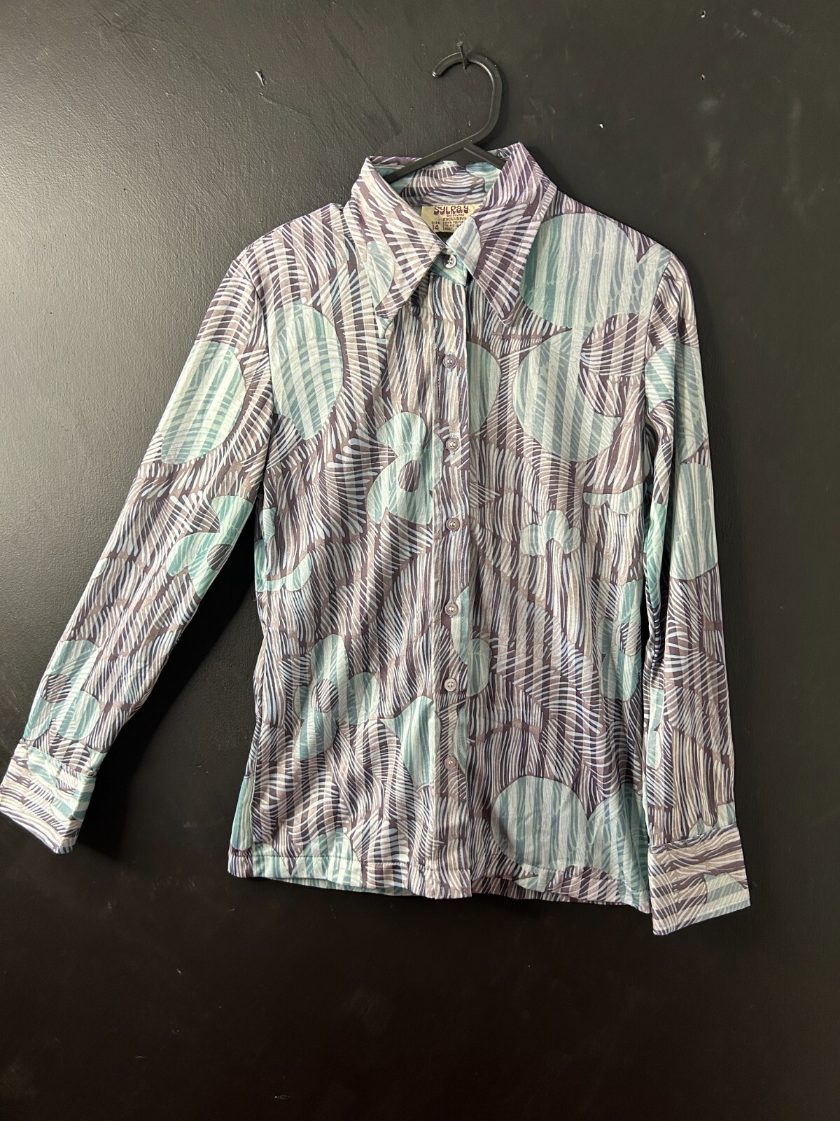 Vintage Australian 1970s SYLRAY Melbourne Ladies Body Shirt Striped Floral AU 10