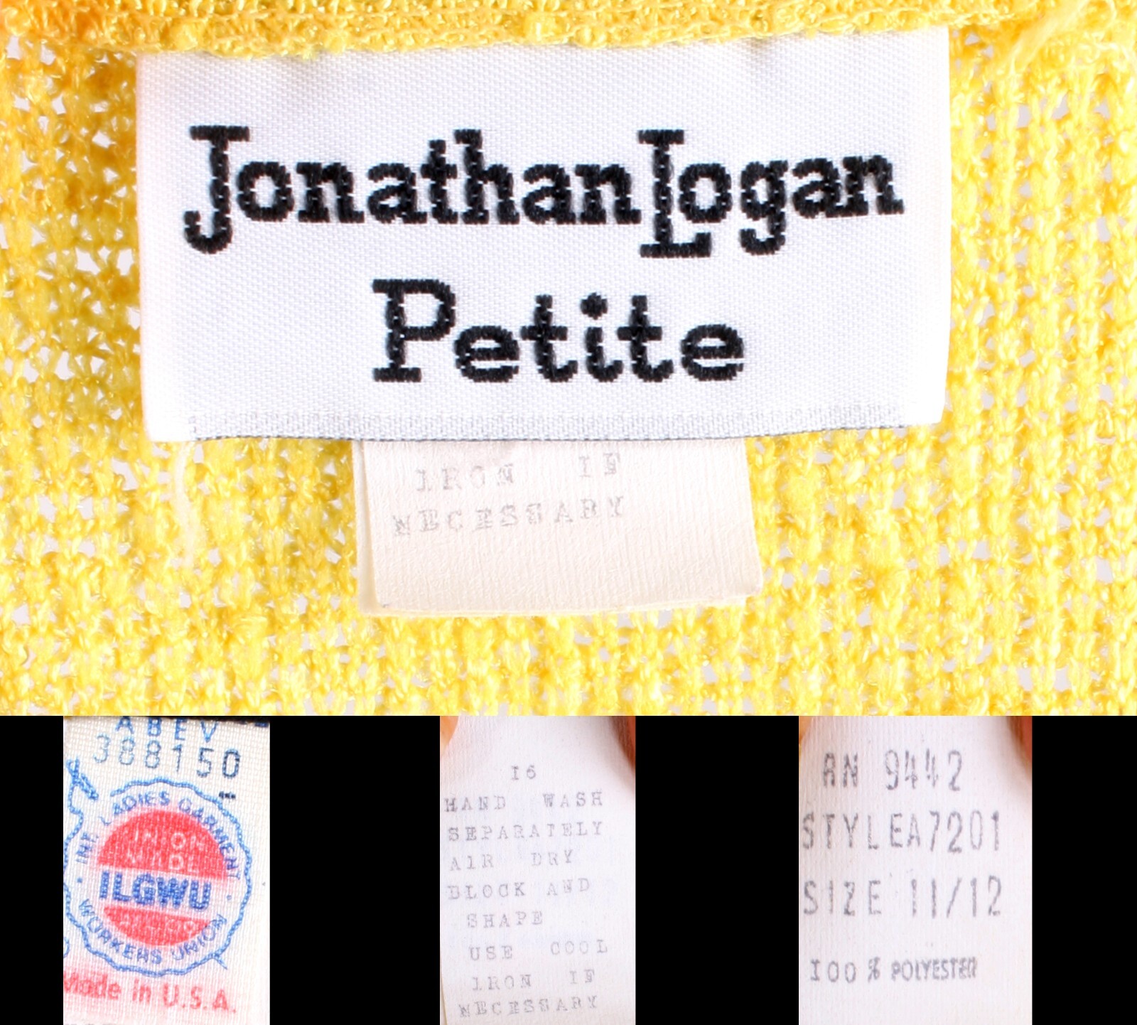Vintage 70s Jonathan Logan Yellow Lightweight Long Sleeve Knit Dress 12 L