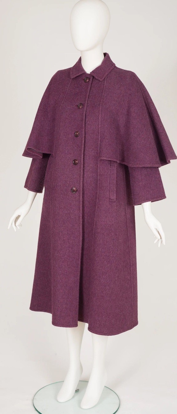 Vintage Wool Plum Cape Coat