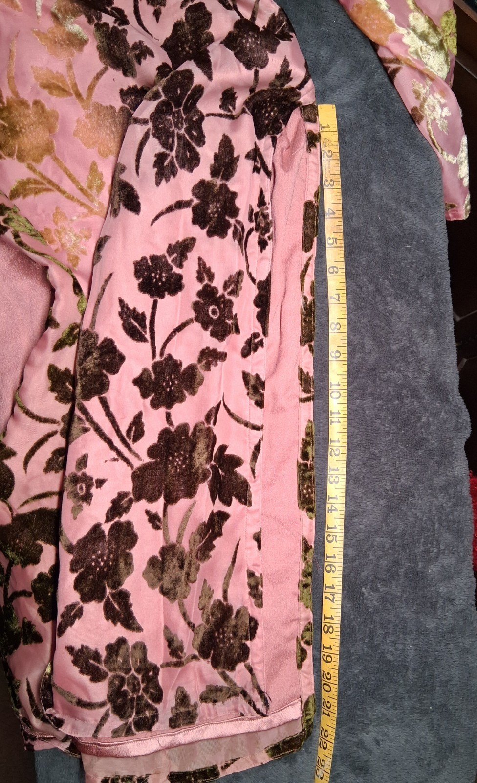 Vintage 1970s Pink And Velvet Green Dress