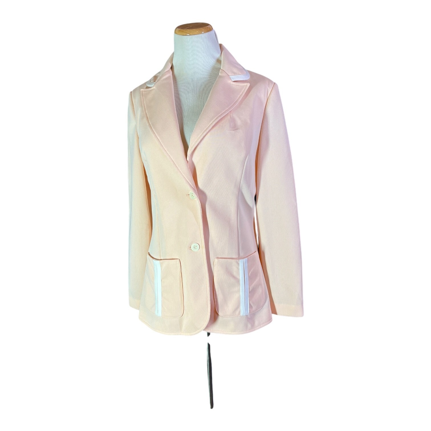 Vintage 70s Bradley Size 12 Blush Pink Blazer Jacket Button-Front