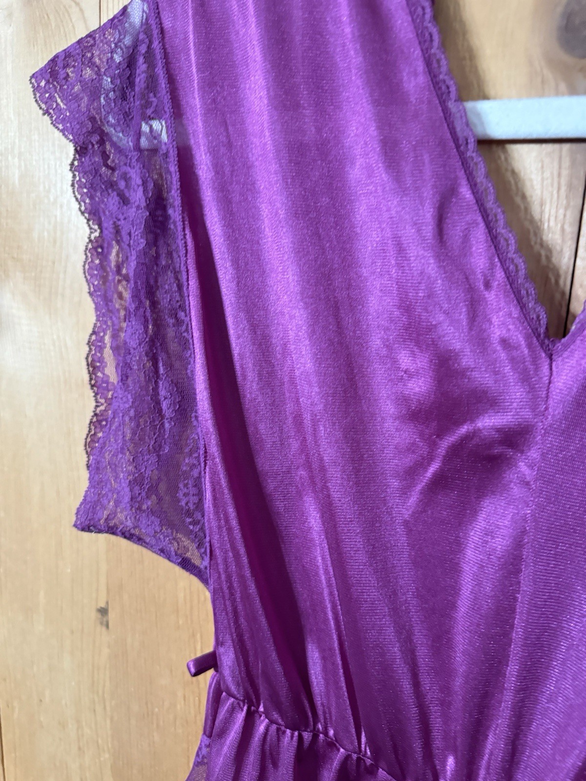 VTG 70s Teddy bodysuit Lingerie SZ P GRAPE PURPLE Lace Texsheen Women’s XS-S