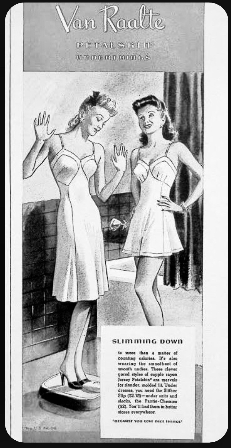 VTG 1940s *DEADSTOCK w/Tags Van Raalte ~ROSE PINK Rayon Knit SLIP DRESS Sz-42