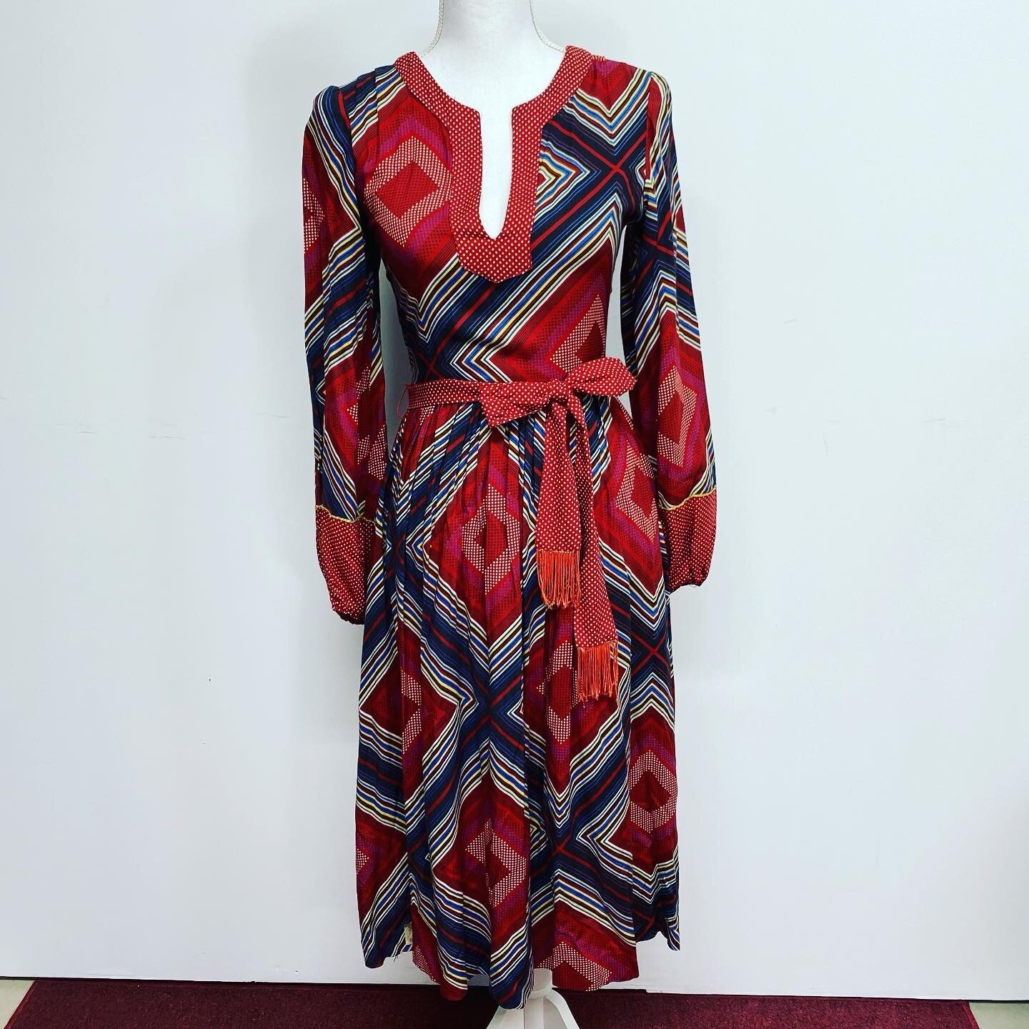 PJ Walsh New York Vintage Polka Dot Geometric 60s 70s Dress ESTIMATED SIZE XS
