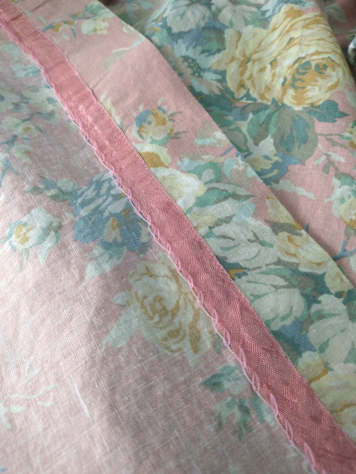 VTG John Meyer Skirt Pink Floral Cottagecore Pockets Elastic Back 29-30″ Waist