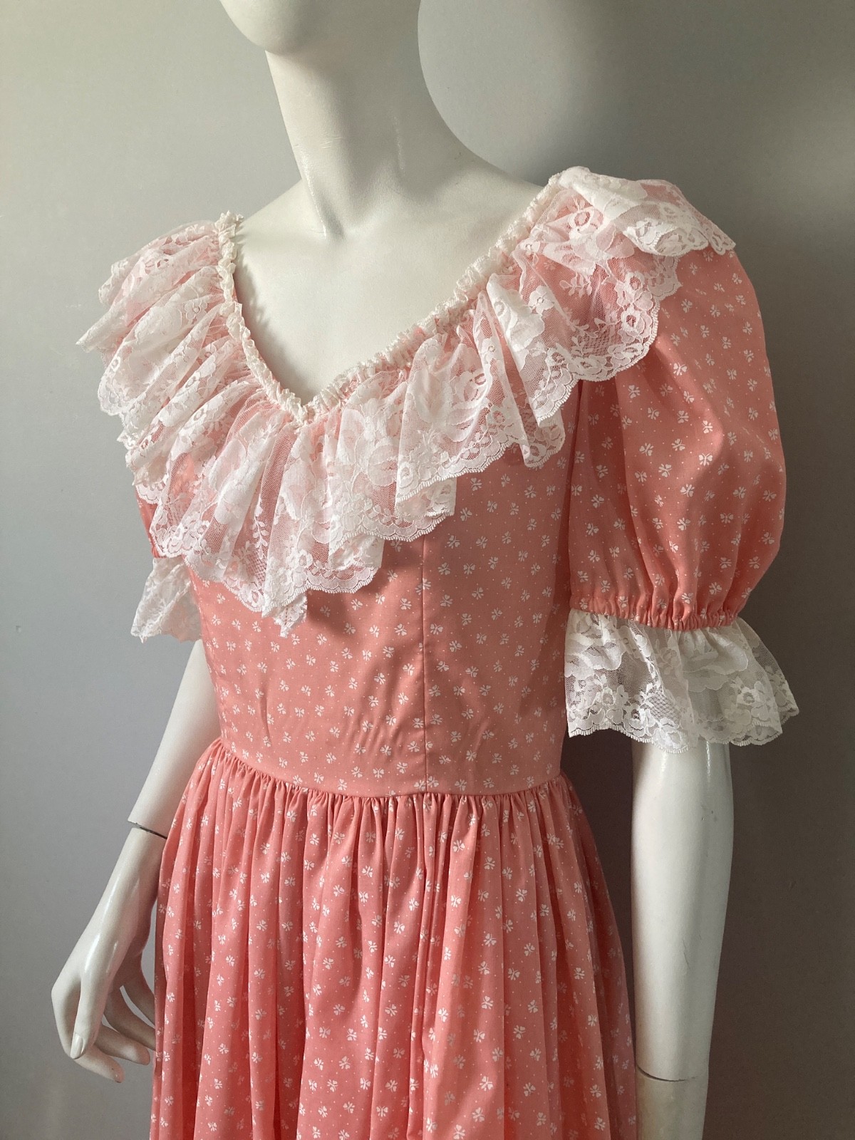 Vintage Ruffle Square Dance Dress Rockabilly Prairie Med