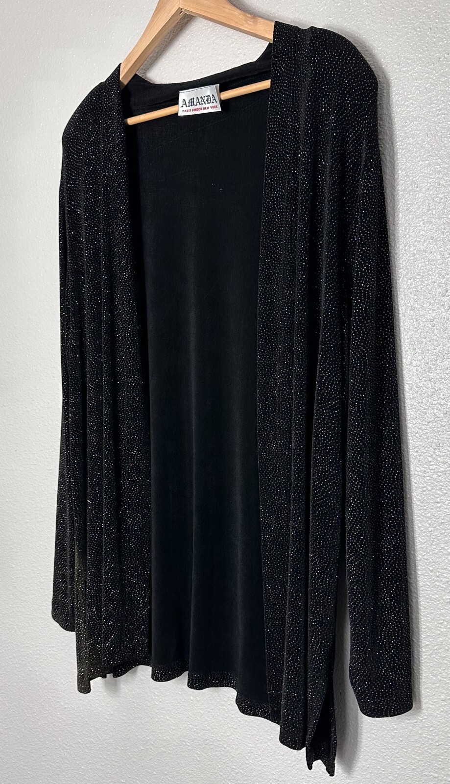 Vintage Amanda Black w/ Iridescent Sparkle Open Front Stretch Cardigan – Women’s