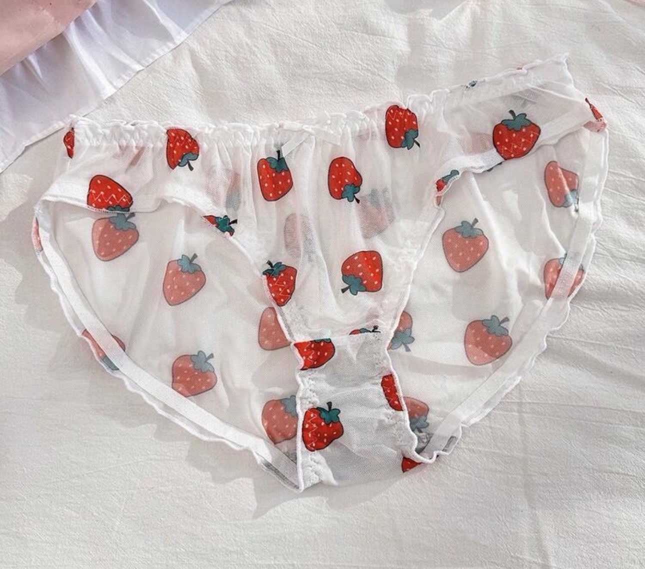 Mesh Frilly Strawberry 🍓 Bikini Brief Panties PLUS 3XL 3X NEW