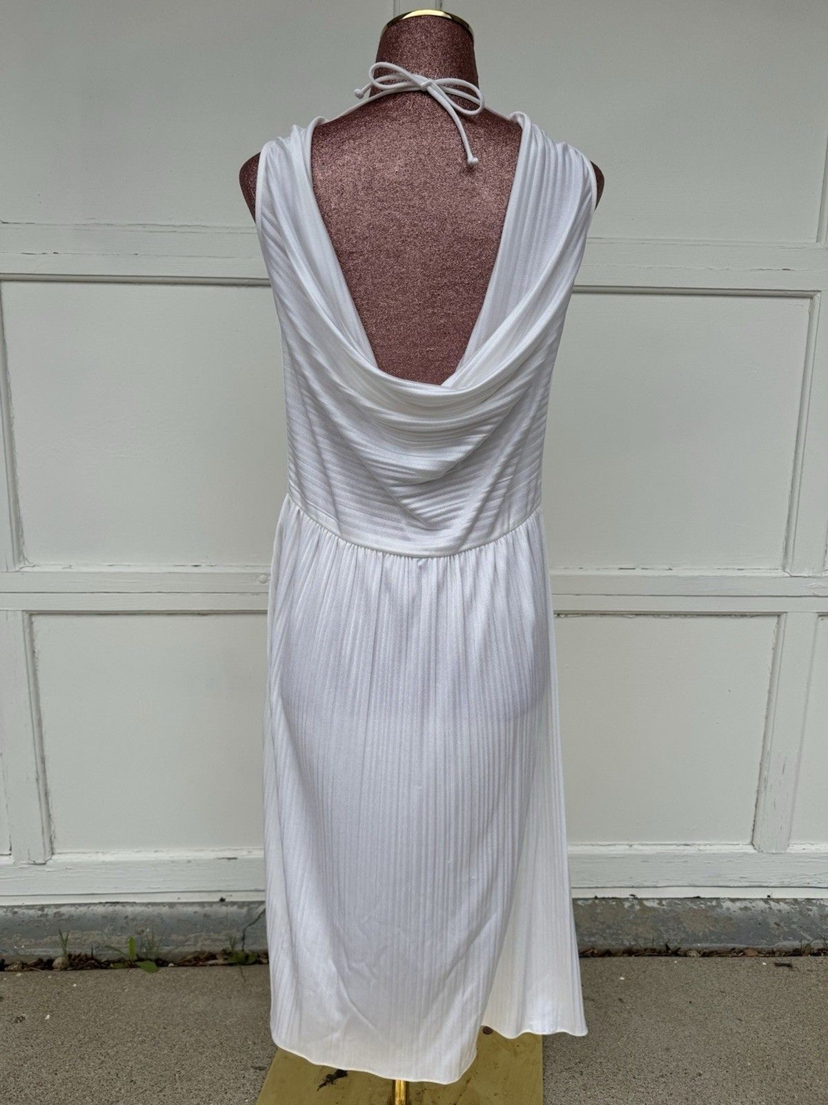 VTG Climax David Howard Dress Pleated White Marilyn Monroe LWD Grecian Goddess