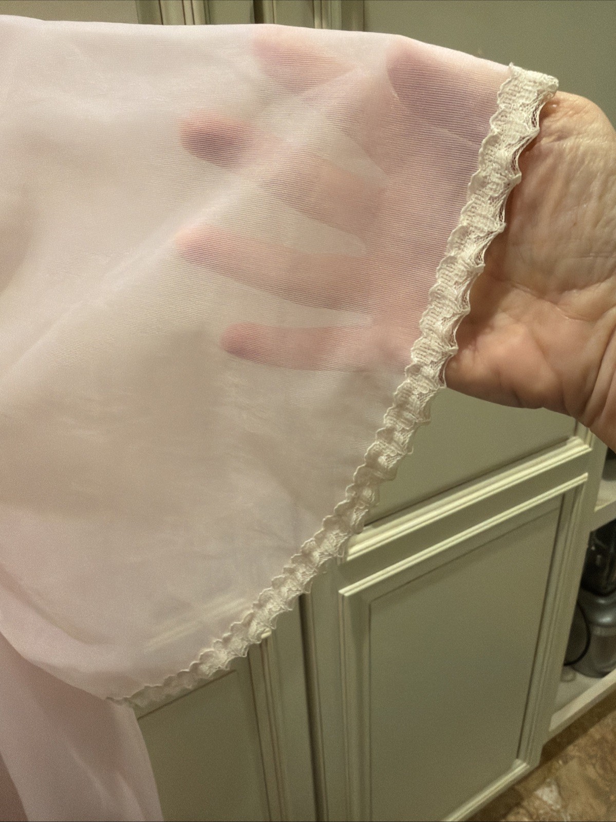 Vintage Lingerie Set Pink Lace Satin And Soft Tulle Robe And Sweet Nightie XL