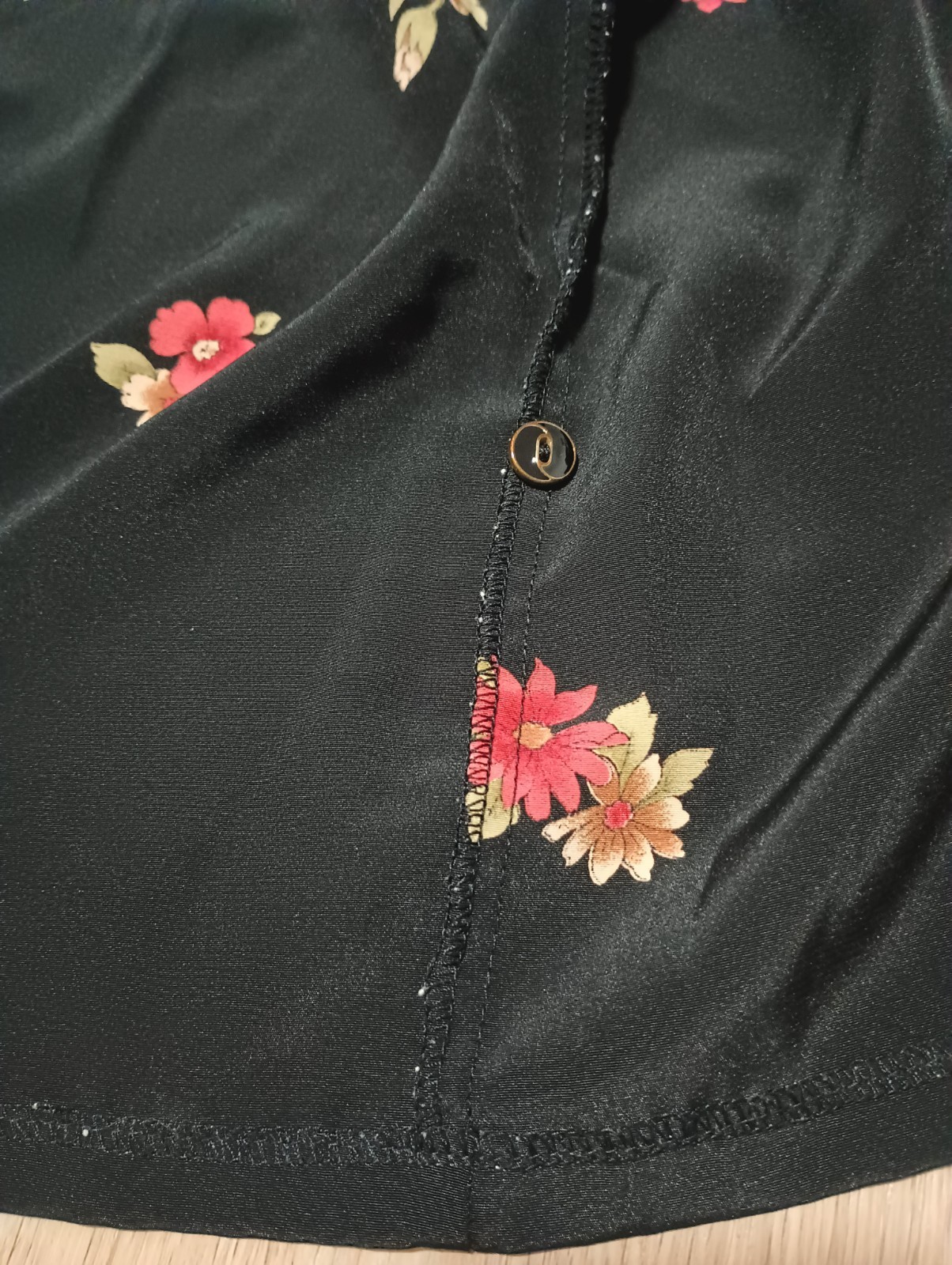 Vtg 80s Floral Bouquet Draped Button Up Blouse Top kitsch baroque M