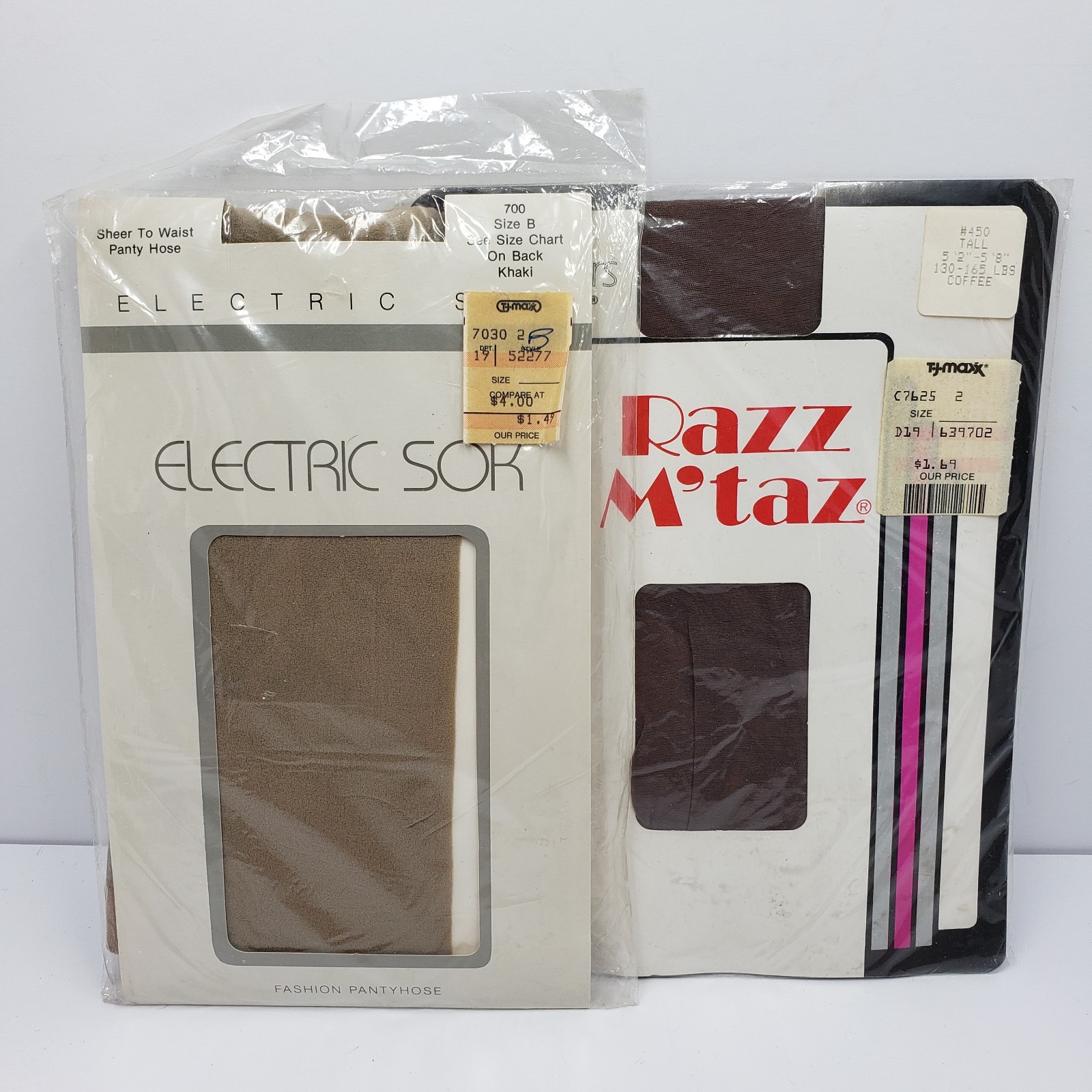 Vintage NOS Womens Pantyhose Electric Sok Razz Mtaz Size B Tall Khaki Coffee Lot