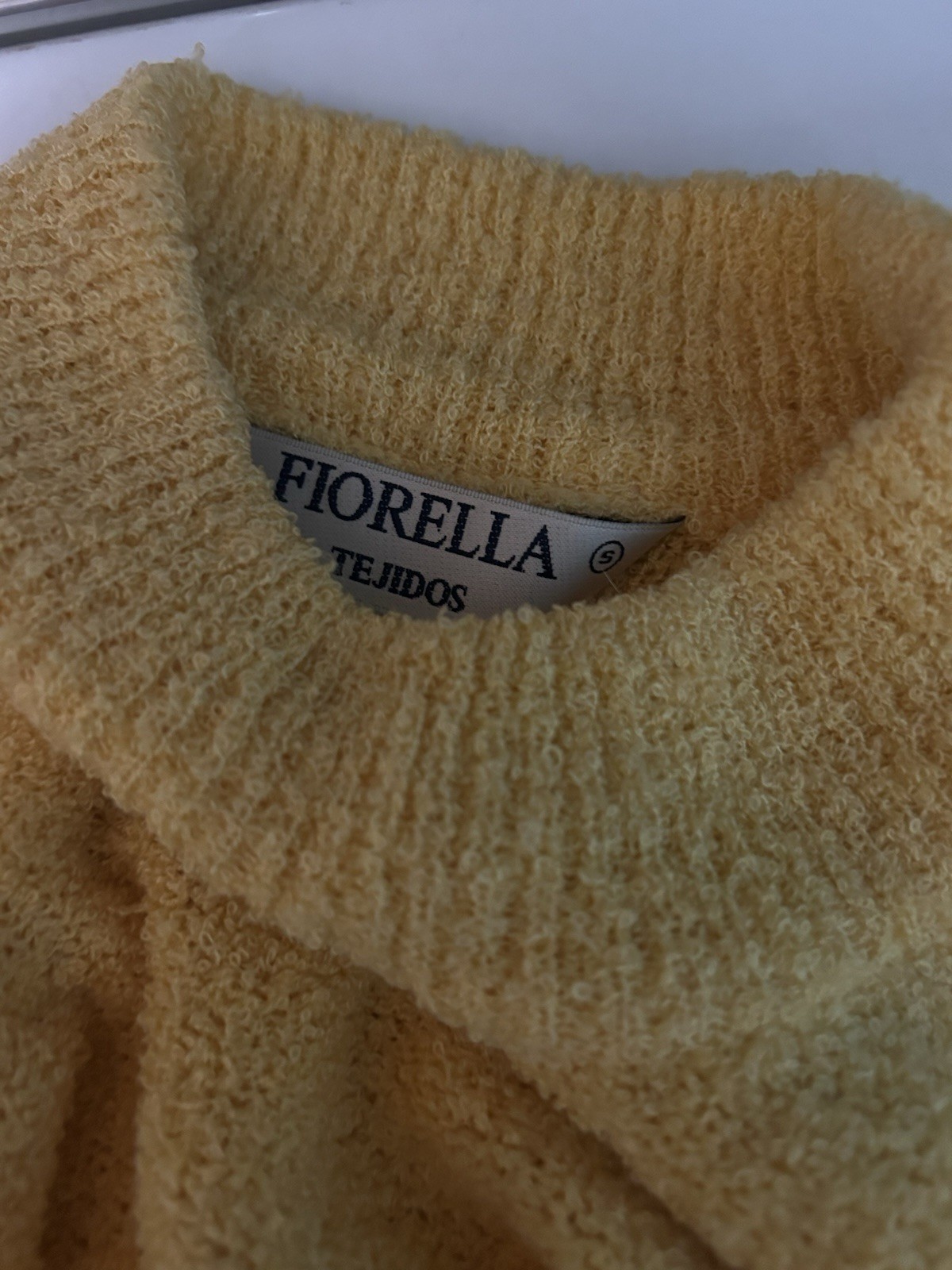 Vintage 60s Mod Wool Knit Mock Neck Sweater Yellow Medium Retro Gogo London